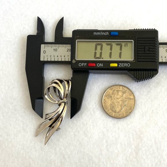 Vintage BEAU Sterling Silver 925 Ribbon Bow Brooch Pin Vintage Brooch - Picture 13 of 16